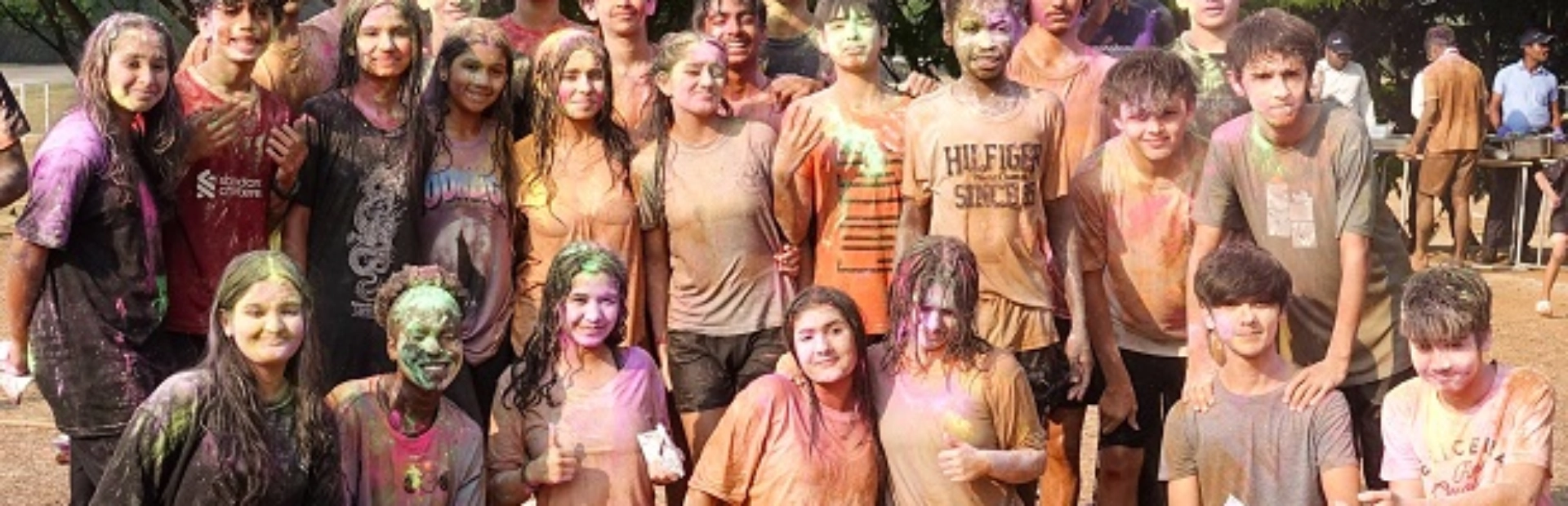 Students celebrating Holi.